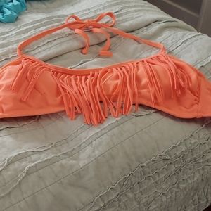 Xhilaration large orange fringe bathing suit top